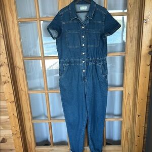 Celebrity Pink Blue Denim Jumpsuit